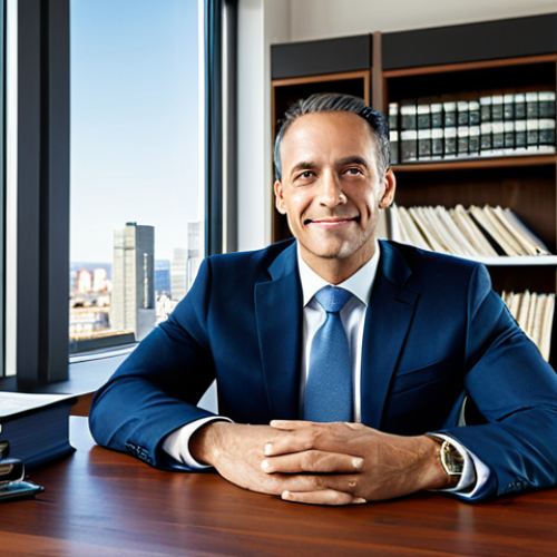 Professional Financial Advisor**

"A confident financial advisor, fully clothed in a tailored business suit, sitting at a polished wooden desk in a bright and modern office. Bookshelves filled with financial resources line the wall behind them. Natural light streams in through a large window overlooking a city skyline. Safe for work, appropriate content, perfect anatomy, well-formed hands, professional, high resolution."

**